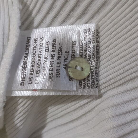 TinTin White Ribbed Button Up Lettuce Hem Top Girl's Size 14 - Picture 7 of 8